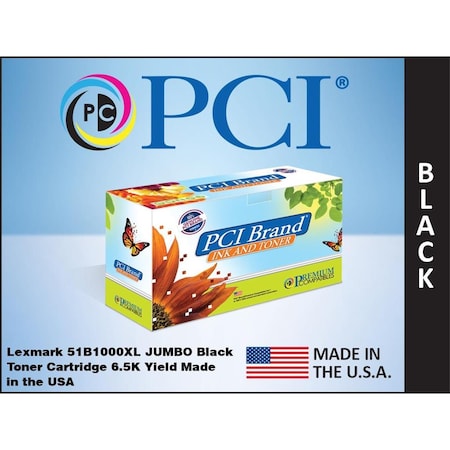 Pci 51B1000XL- Black Toner Cartridge for Sustainable Lexmark 51B1000XL - 6500 Page Yield 51B1000XL-PCI